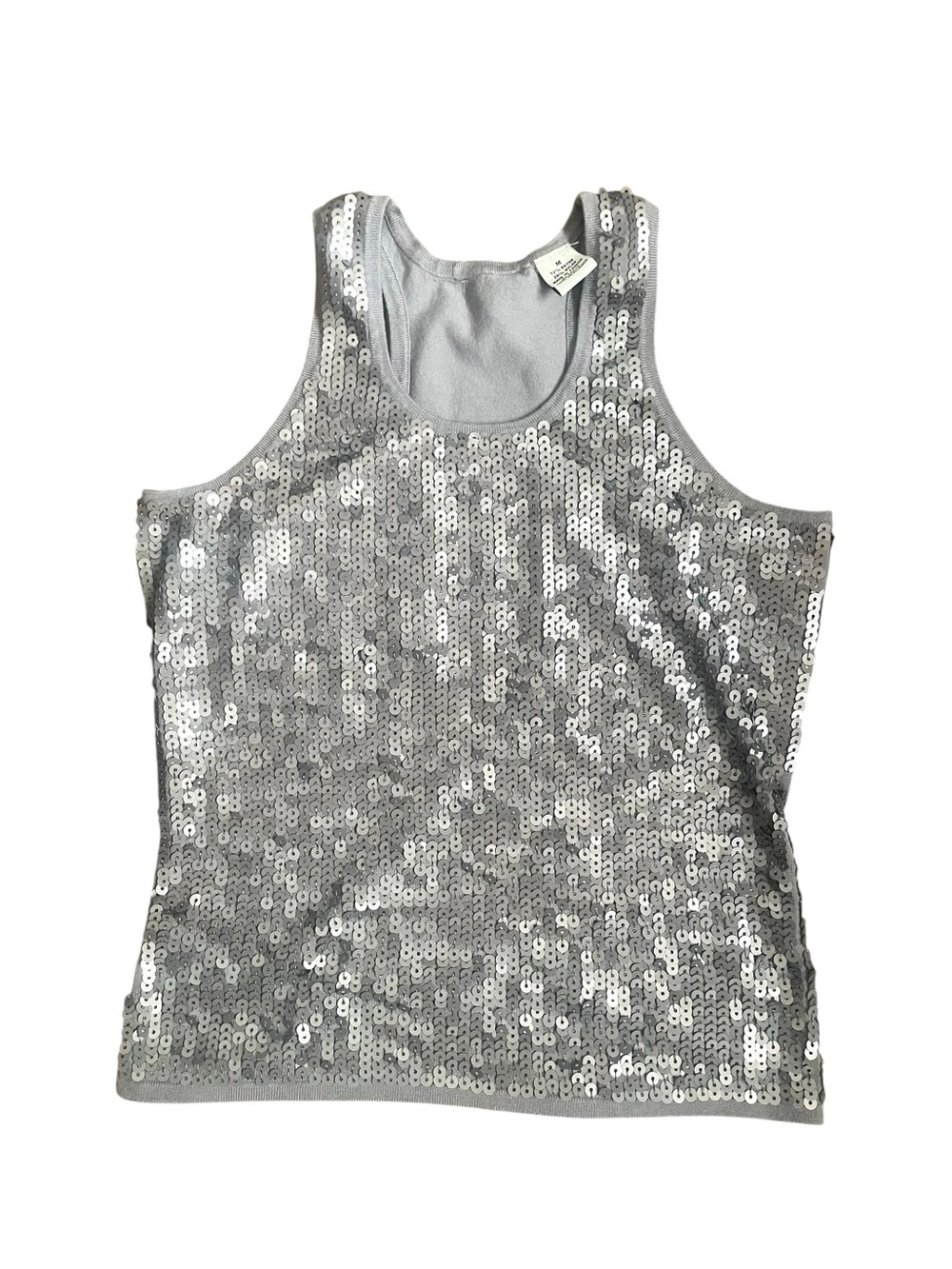 Pandemonium Silver Sequin Scoop Neck Tank Top Size M Y2K Going Out Festival